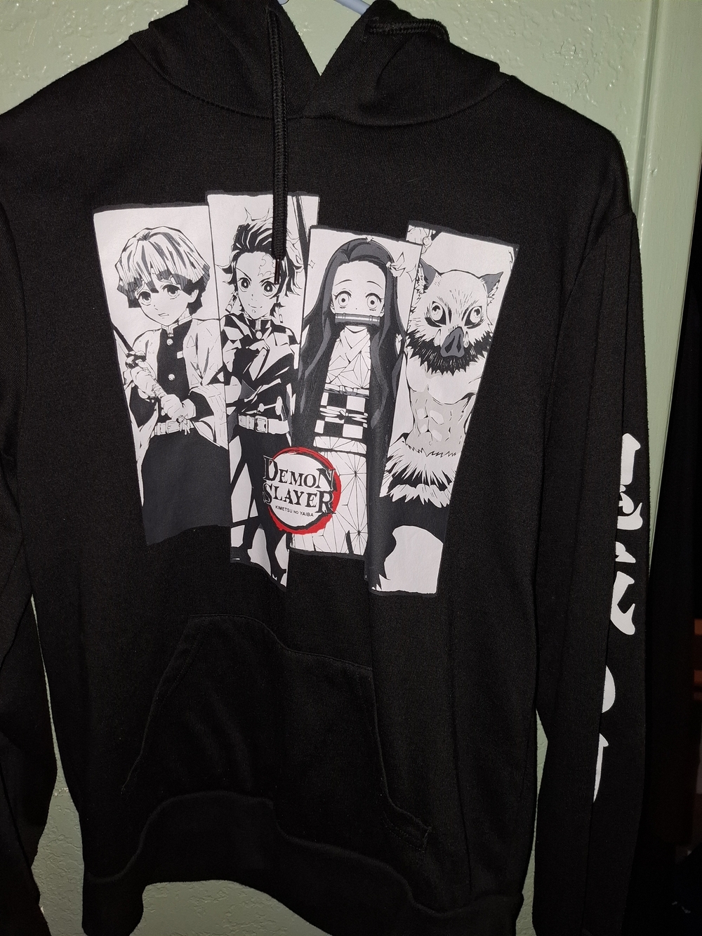 Demon Slayer Black Graphic Pullover Hoodie - Men's Anime Hoodie